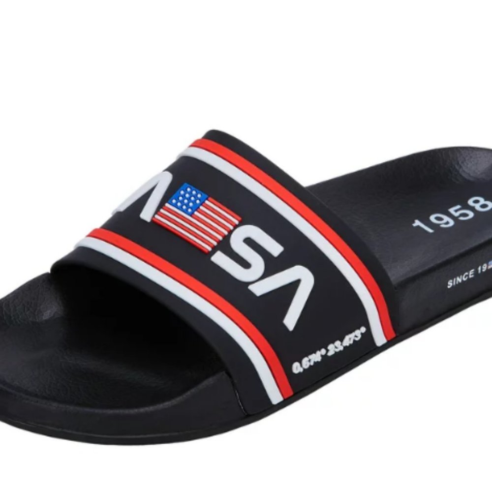 iFARADAY NASA Men's Slide Sandals Comfort Lightweight Summer Beach Sandals Black